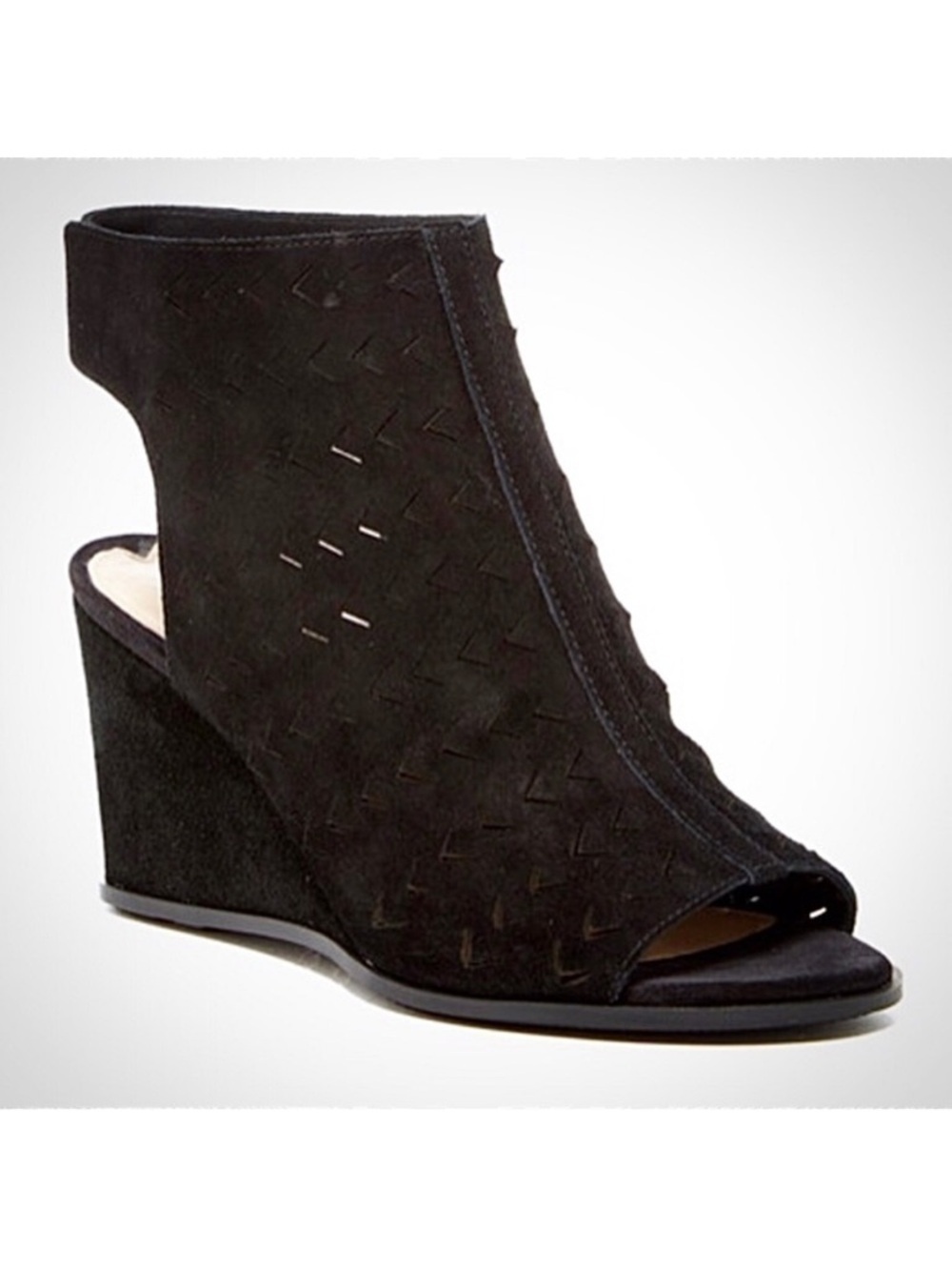 Via Spiga Leatrice Perforated Suede Wedges